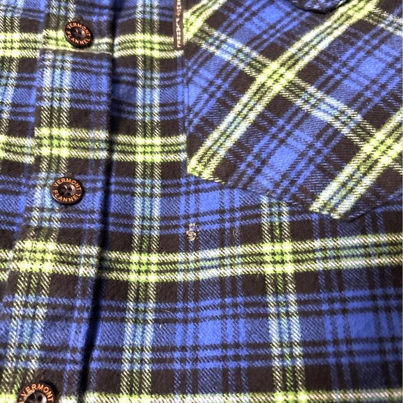 Vermont Flannel Co Large Blue Green Plaid Flannel Button Up Shirt - Picture 5 of 6